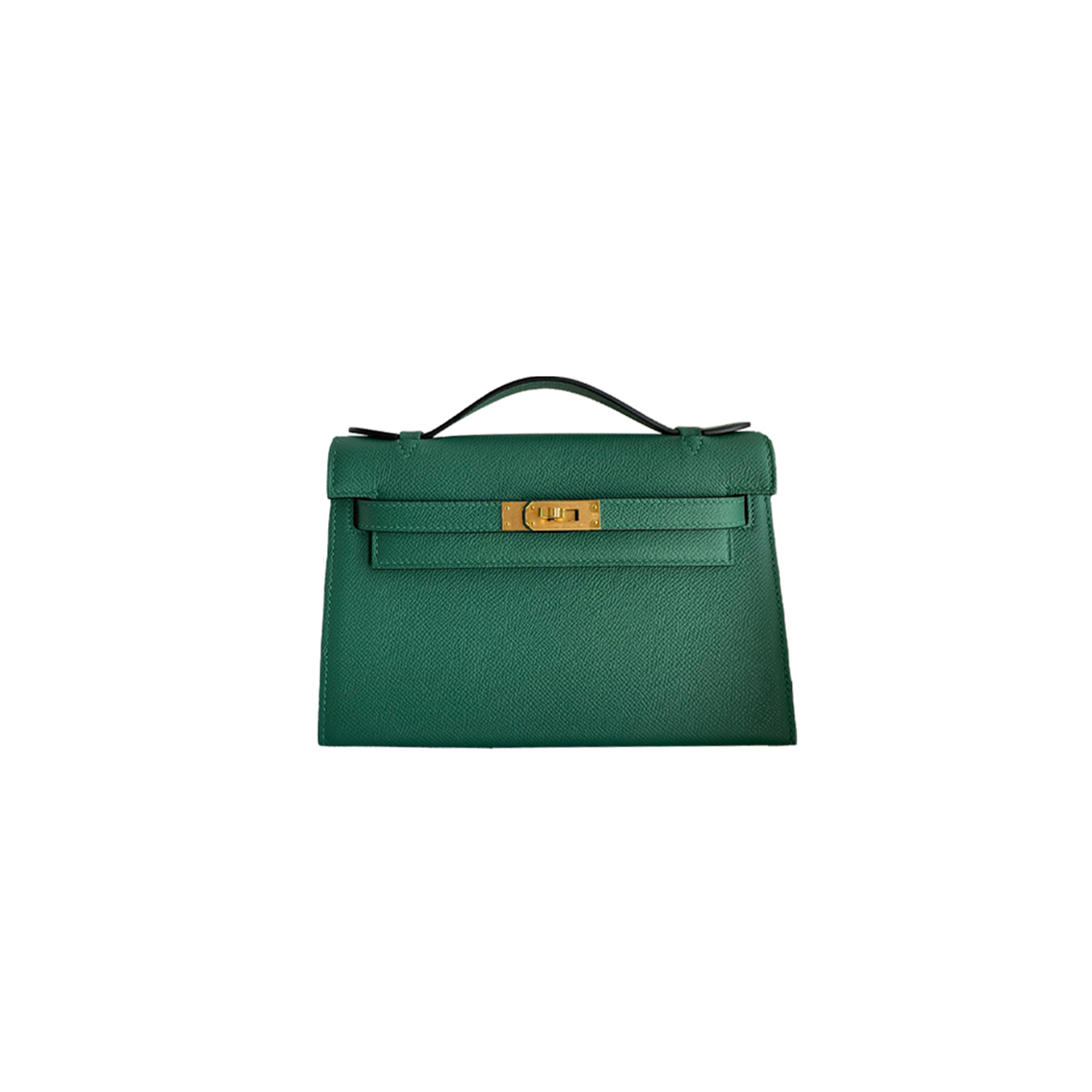 HERMES MASTER KELLY POCHETTE HANDMADE BAG IN MALACHITE EPSOM CALFSKIN (22*14*7cm)